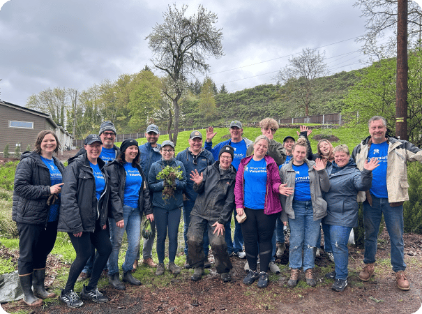 Rivermark volunteers gardening.