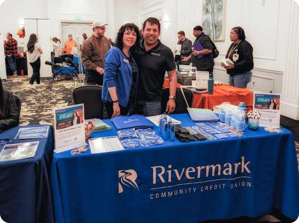 Rivermark employees at a recruiting fair.