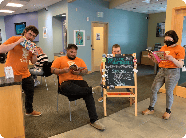 Rivermark branch employees spotlighting a local business.